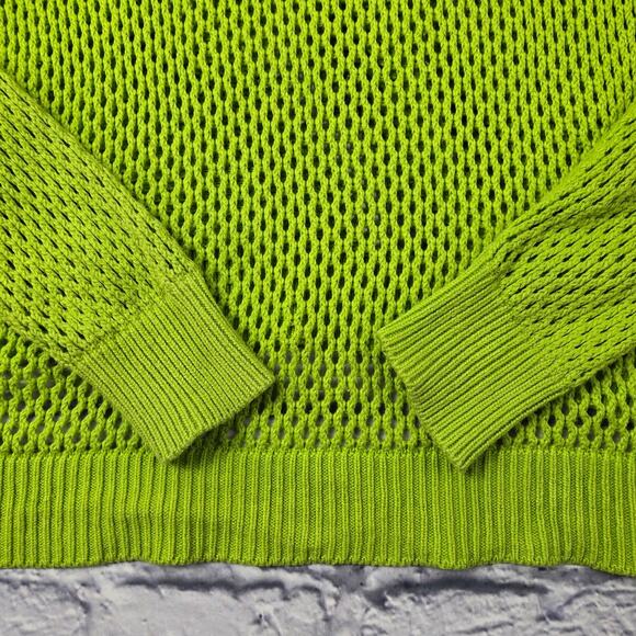 Katherine Barclay Montreal Sweater Lime Green size Medium Open Knit Mesh Hi Lo - Picture 11 of 11